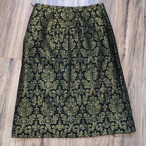 Worthington Jacquard Black and Gold Pencil Skirt 4